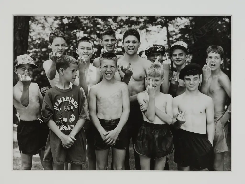Bruce Weber (1946-) -  1)'Andy Minsker and the Mount Scott Community Center boxing team giving the finger'  2) Andy Minsker and boxers of the Mount Scott Boxing Club, Portland. Image 1++